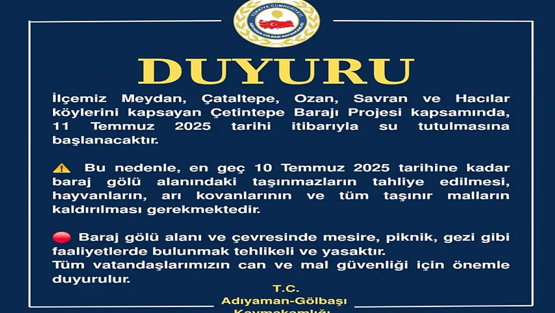Gölbaşı Kaymakamlığından önemli uyarı!
