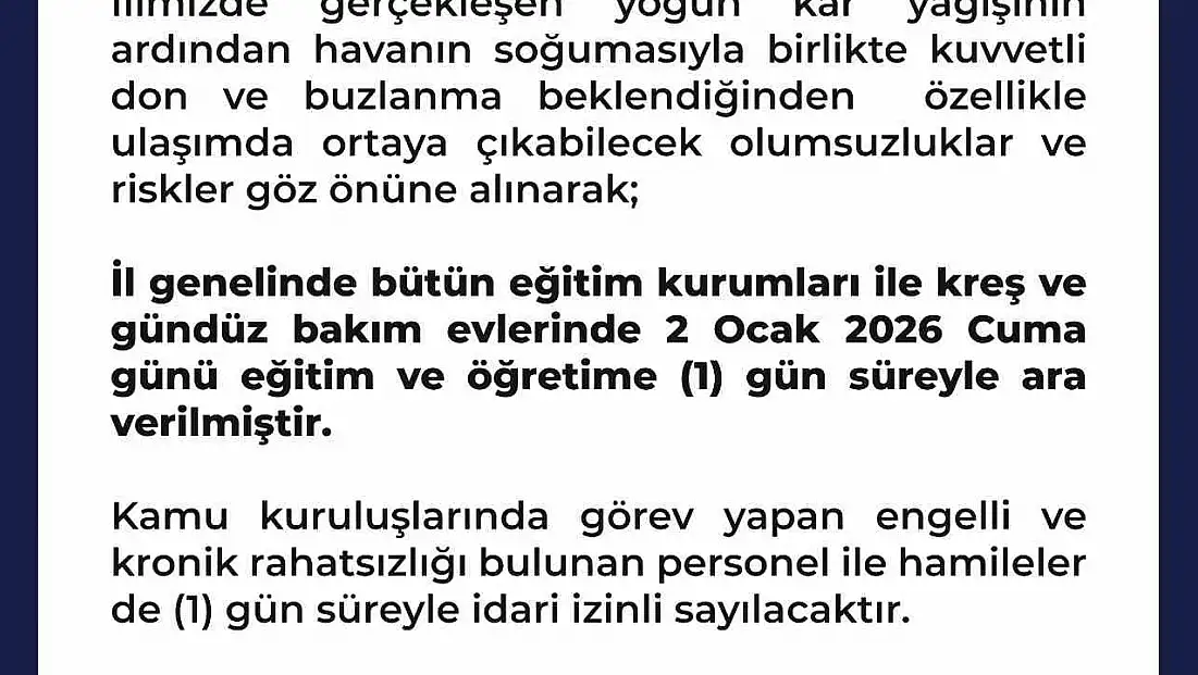 Şanlıurfa’da eğitime 1 gün ara verildi