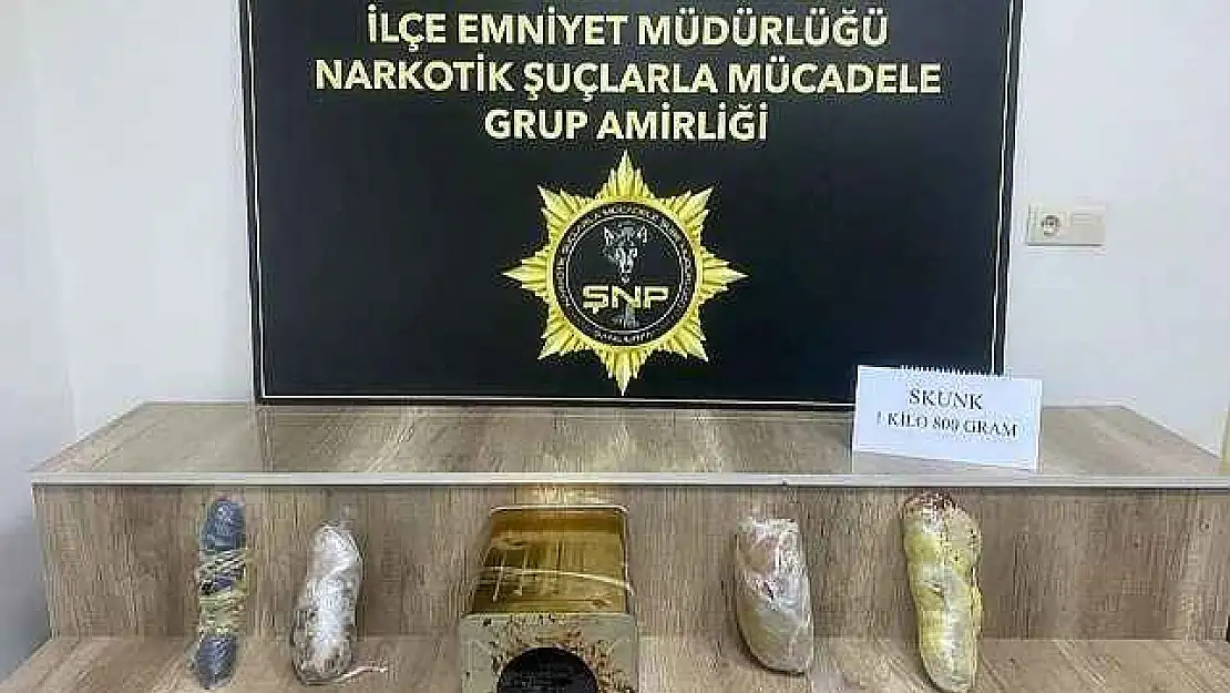 Turşu tenekesine gizlenmiş 1 kilo 800 gram skunk ele geçirildi