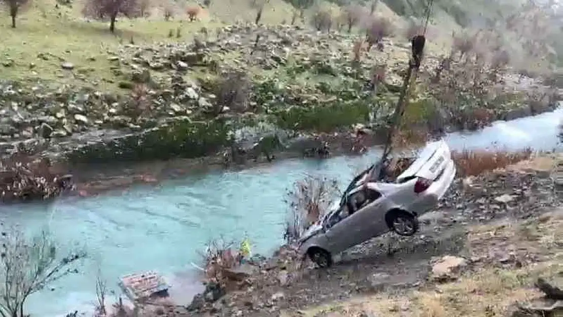 Habur Çayı'na düşen otomobil vinç yardımıyla çıkartıldı