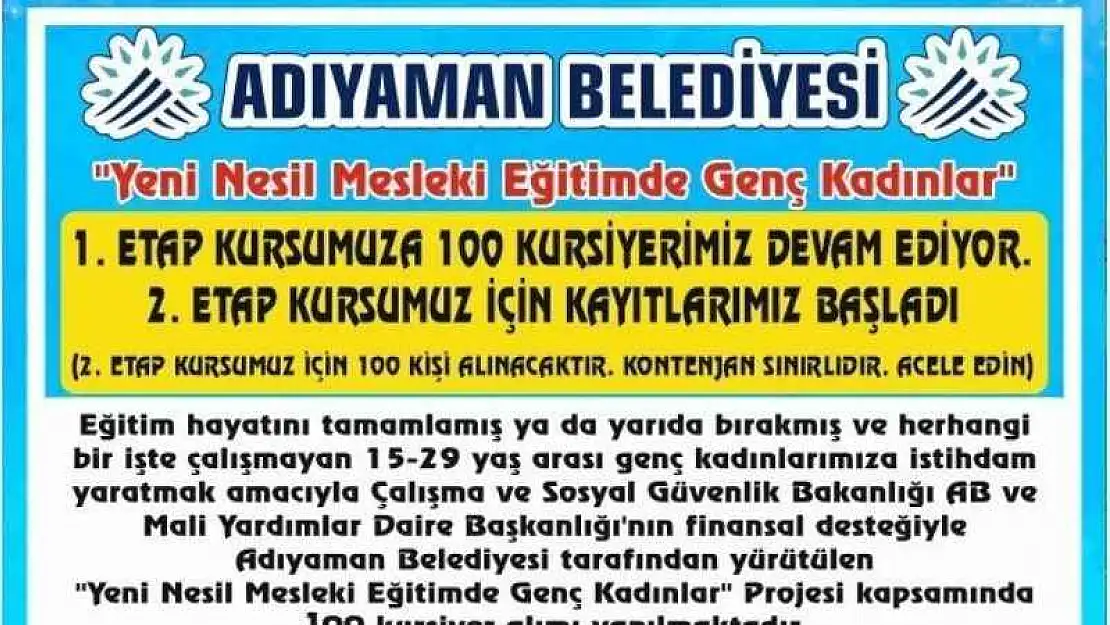 Genç kadınlara istihdam sağlanmaya devam ediliyor