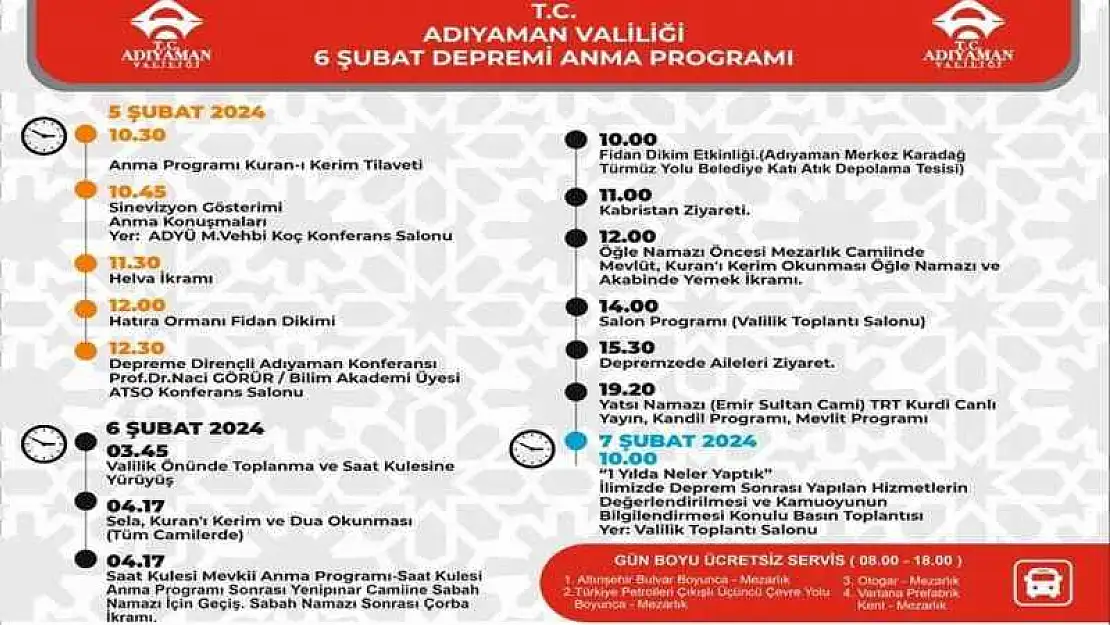 Adıyaman'da 6 Şubat Depremi Programı Düzenlenecek