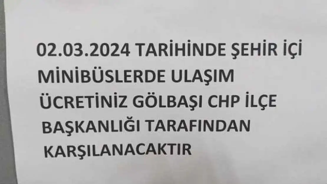 Gölbaşı'nda Ulaşım Bugün Ücretsiz olacak 