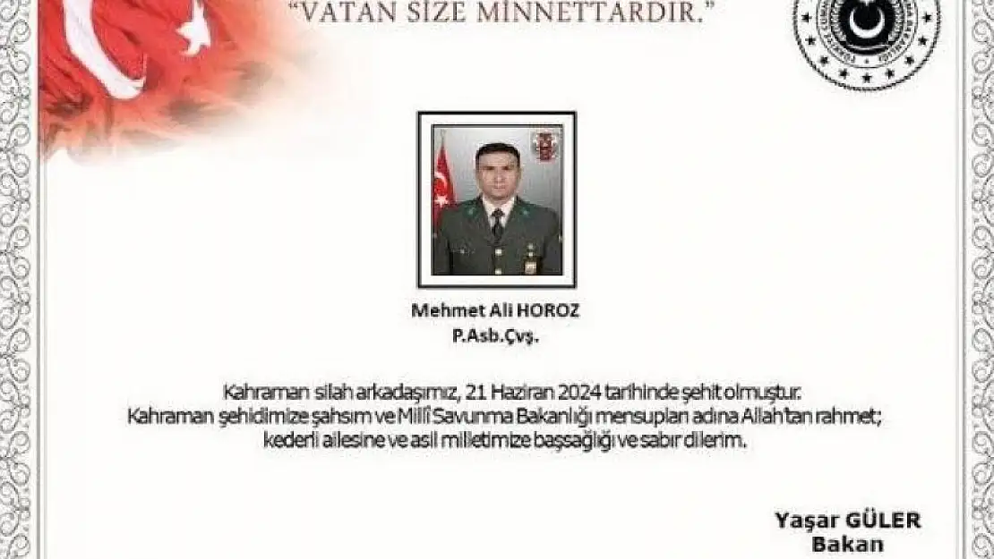 Kahramanmaraş'a Şehit ateşi düştü