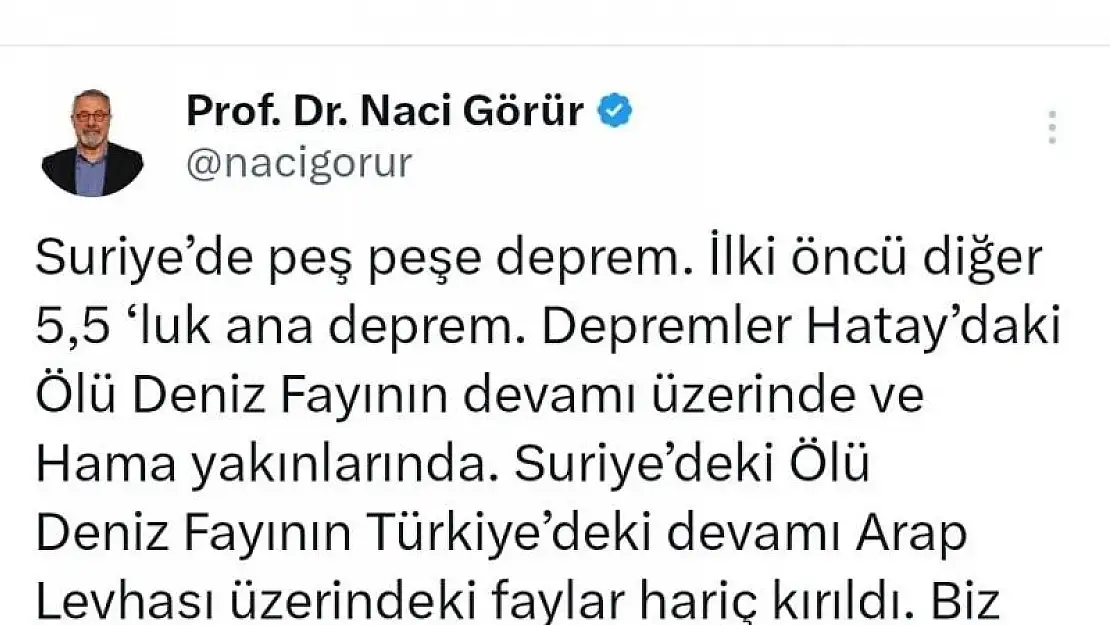 Deprem uzmanı Naci Görür'den 'endişe etmeyin' açıklaması