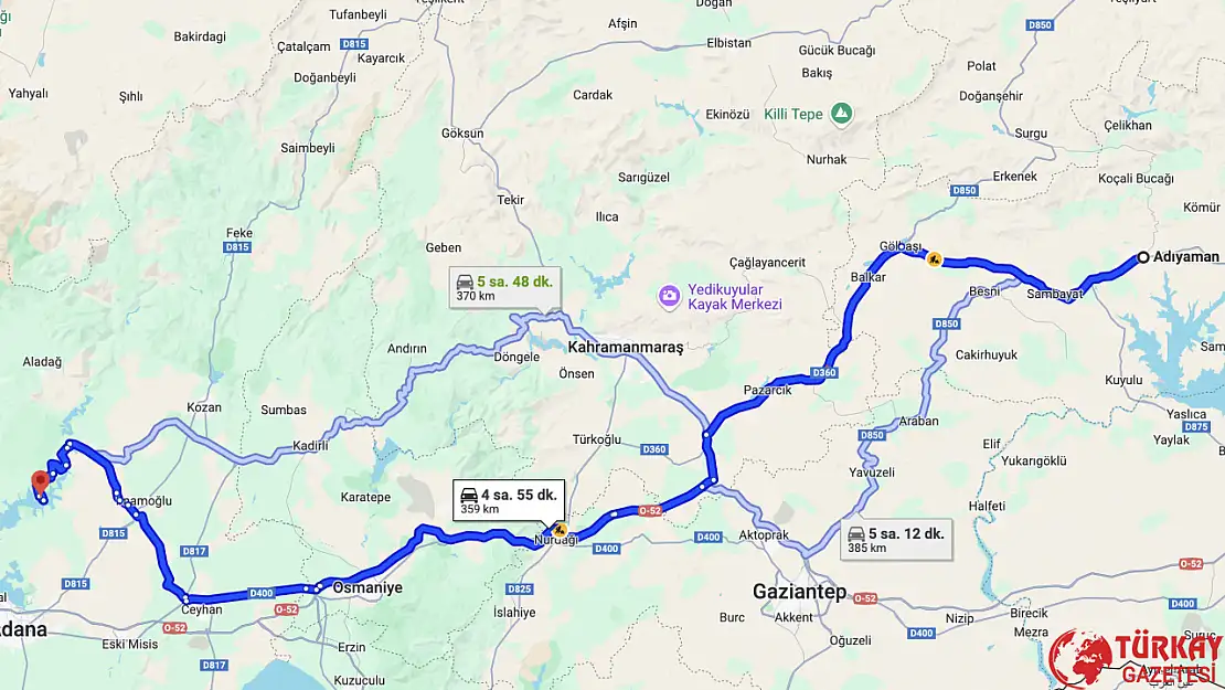 Adıyaman Adana arası kaç km? Otomobil, tren, otobüs ve uçakla kaç saat?