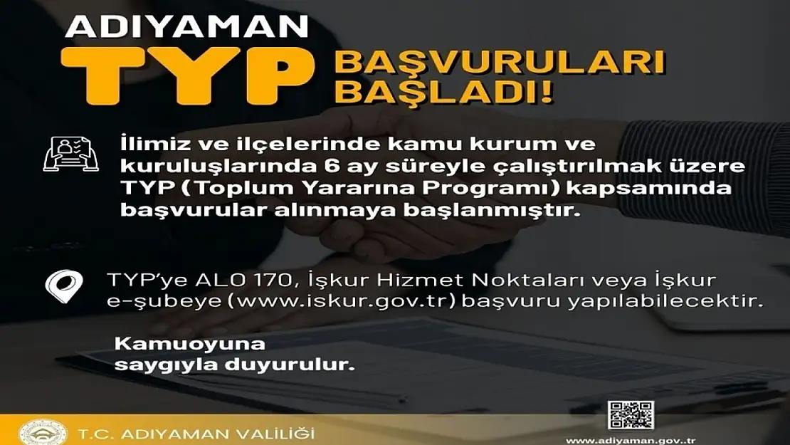 Adıyaman'da TYP başvuruları başladı