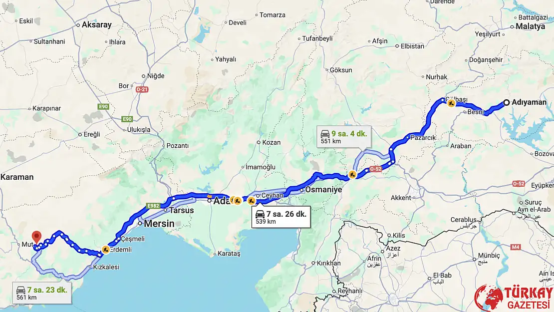 Adıyaman Mersin arası kaç km? Otomobil, tren, otobüs ve uçakla kaç saat?