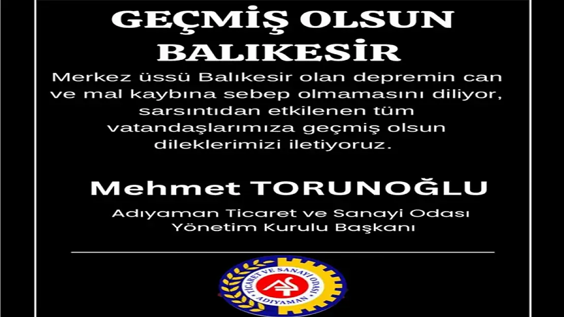 Başkan Torunoğlu: Geçmiş Olsun Balıkesir