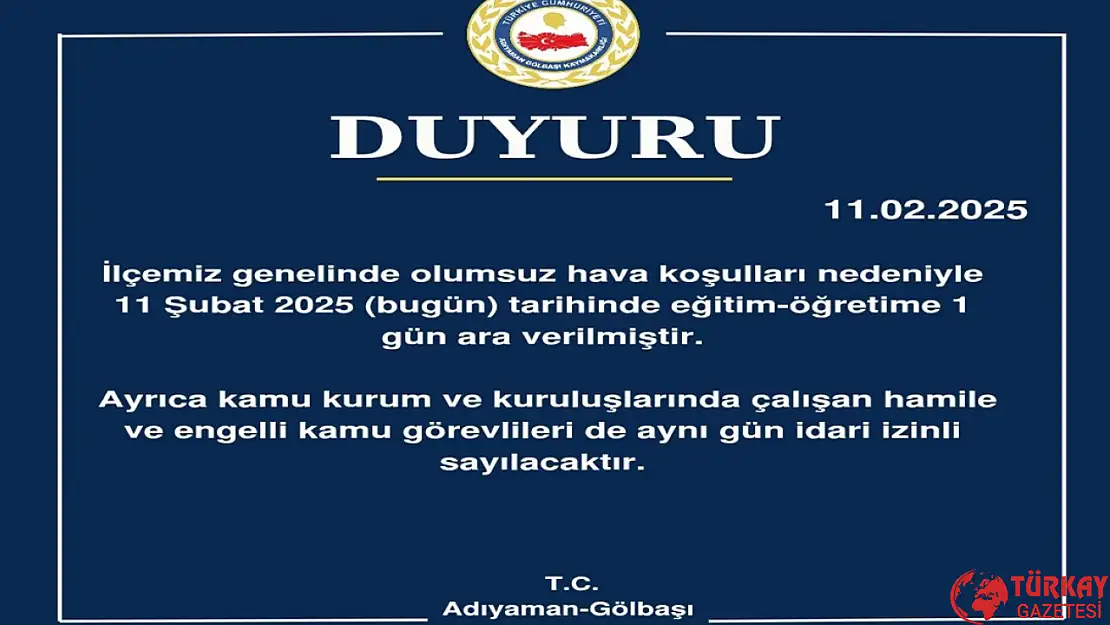 Gölbaşı'nda eğitime kar engeli : Okullar 1 Gün tatil edildi