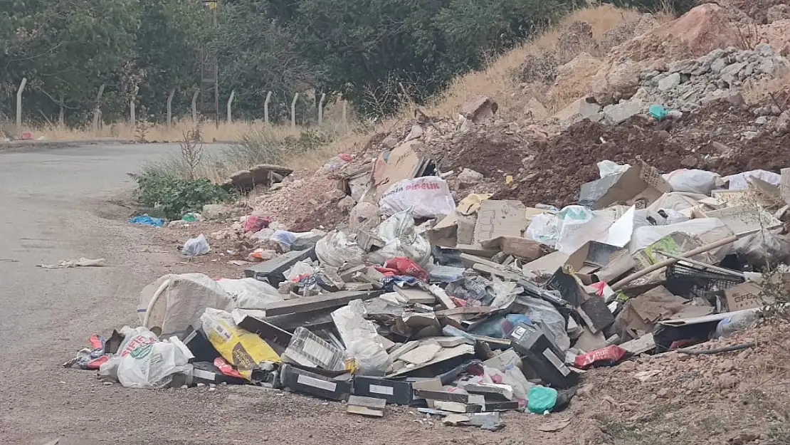 Adıyaman Gölbaşı'nda yol kenarına bırakılan çöpler çevre kirliliğine yol açıyor