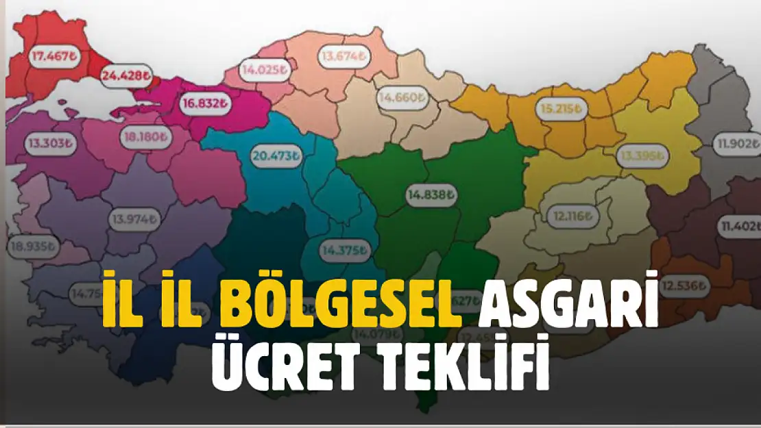 İl il bölgesel asgari ücret teklifleri belli oldu