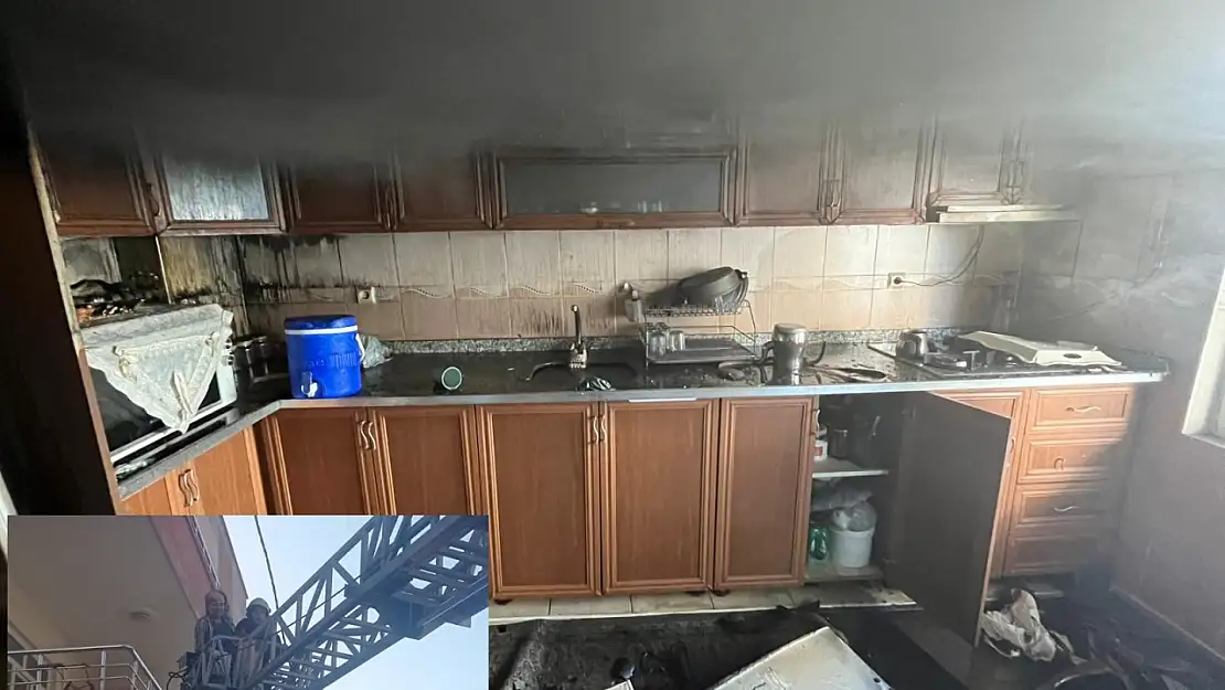 Kahta'da Ev Yangını: Yaşlı Kadın ve çocuk itfaiye merdiveniyle kurtarıldı