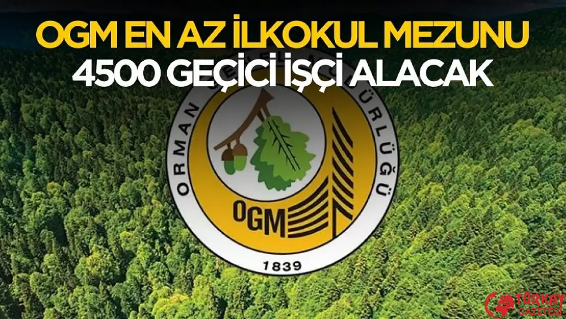 OGM KPSS'siz en az ilkokul mezunu 4500 geçici işçi alımı yapacak