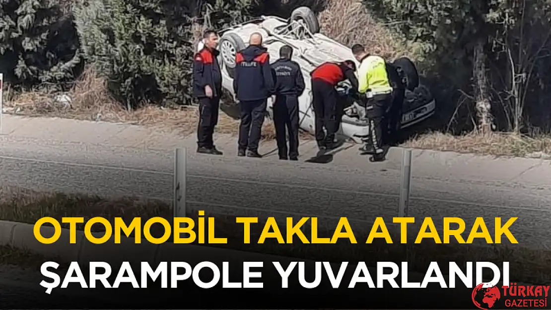 Otomobil Takla Atarak Şarampole Yuvarlandı