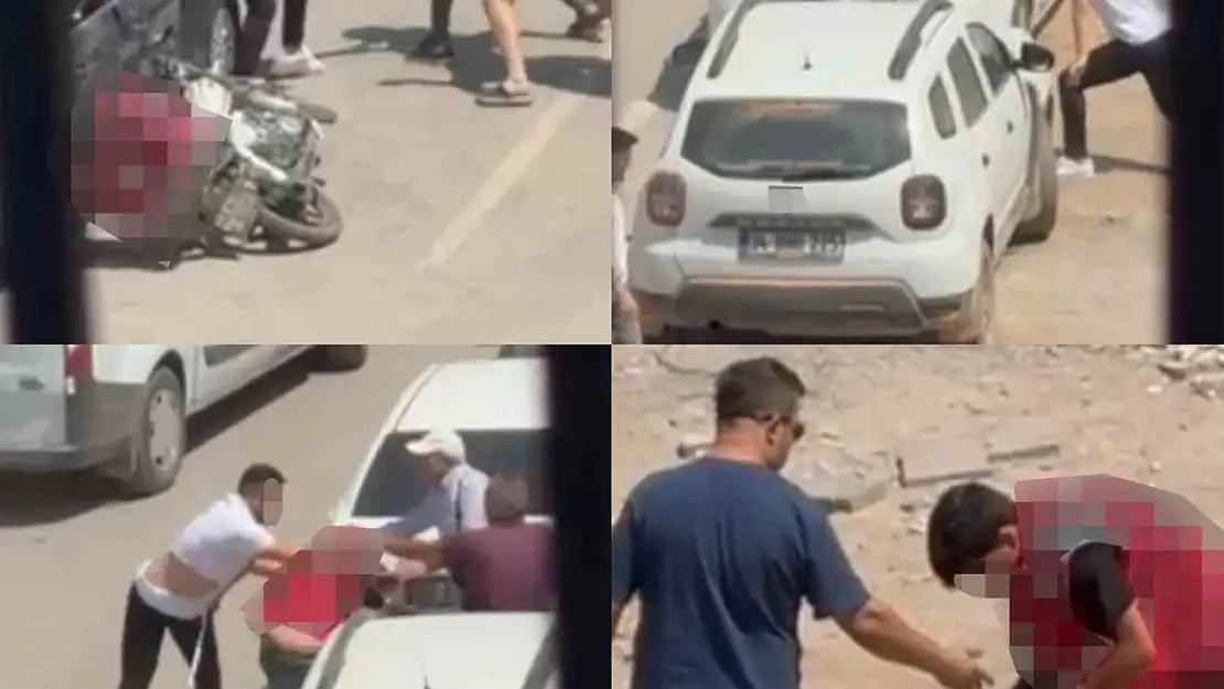 Otomobilden inen şahıslar, motokuryeyi tekme tokat dövdü