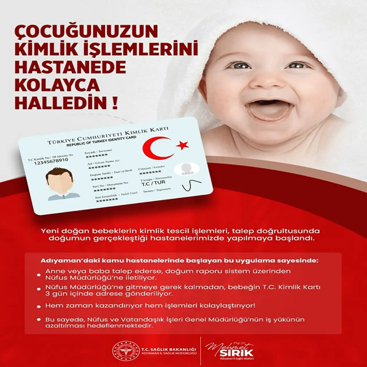 Çocuğunuzun kimlik işlemlerini hastanede kolayca halledin