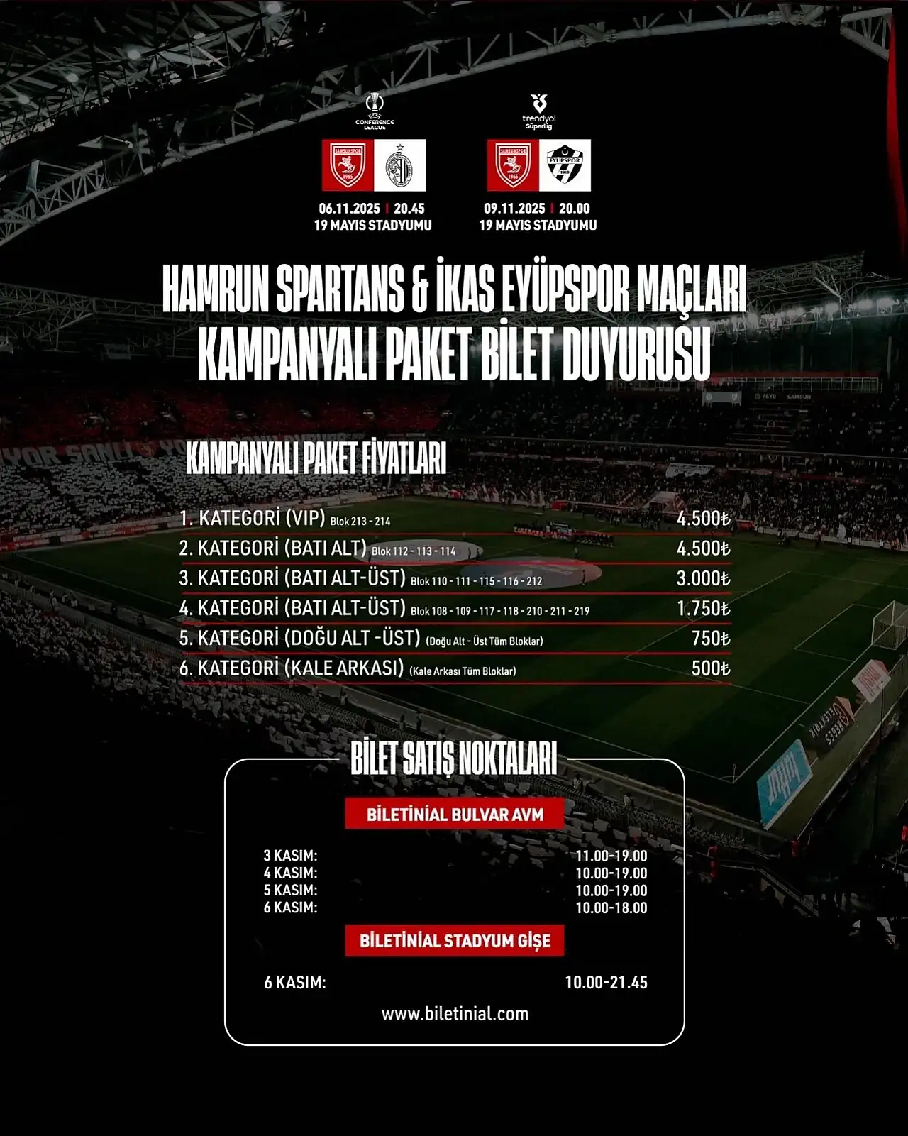 Samsunspor'dan taraftara müjdeli haber