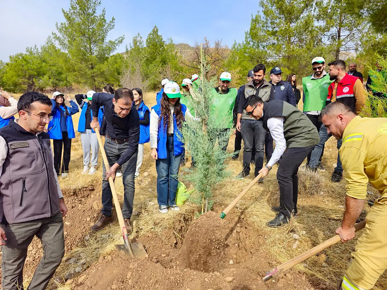 Tut ilçesinde fidanlar toprakla buluştu