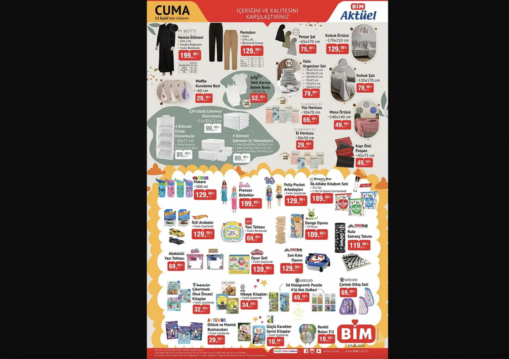 Bim 20 Eylül 2024 aktüel ürünler kataloğu yayınlandı!