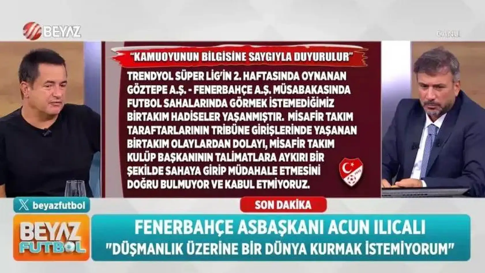18 Ağustos Beyaz Tv Acun Ilıcalı yayını programı