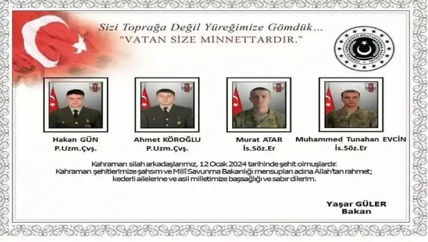 Pençe-Kilit şehitleri memleketlerine uğurlandı