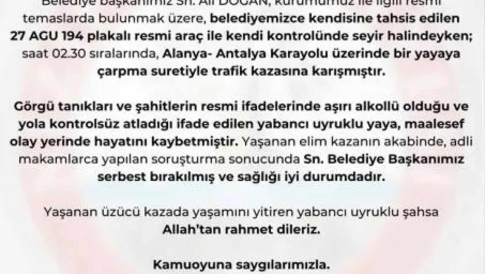 Nizip Belediye Başkanı Doğan'ın çarptığı yaya hayatını kaybetti
