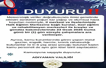 Adıyaman'da Kurs ve Eğitim merkezleri bir gün tatil edildi