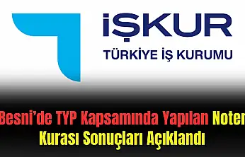 Besni'de TYP Kapsamında Yapılan Noter Kurası Sonuçları Açıklandı