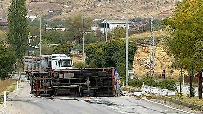 Malatya'da arı yüklü kamyon devrildi: 2 yaralı