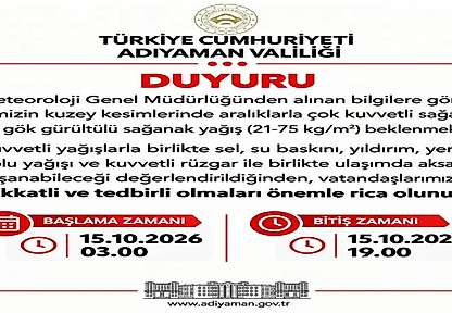 Adıyaman Valiliğinden meteorolojik uyarı