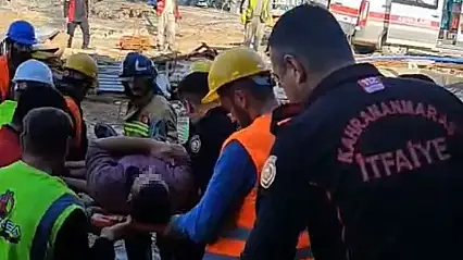 Kahramanmaraş'ta inşaatta iskele çöktü: 1 yaralı