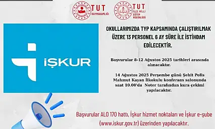Adıyaman Tut MEB TYP personel alımı yapılacak
