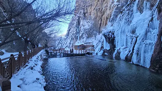 Malatya'da Gürpınar Şelalesi buz tuttu