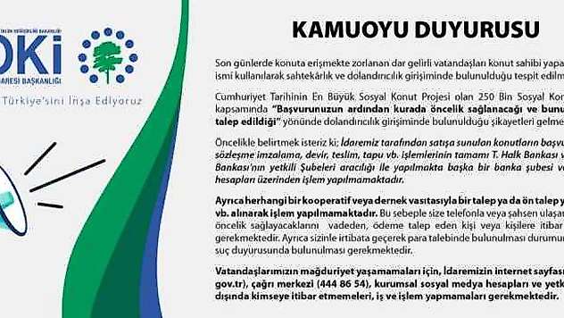 TOKİ Vatandaşları Uyardı