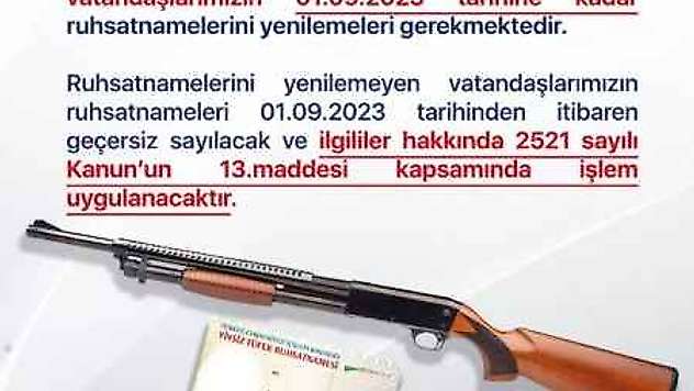 Adıyaman Valiliğinden Yivsiz Tüfek Ruhsat Uyarısı