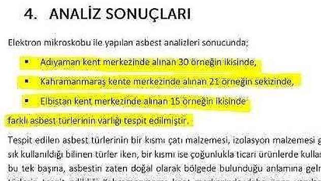 Milletvekili Tutdere, asbestin varlığının kesinleştiğini duyurdu