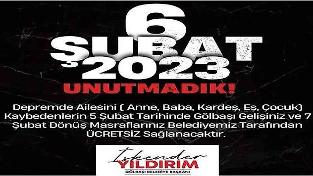 Gölbaşı belediyesinden depremzedelere ulaşım desteği