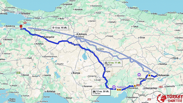 Adıyaman Bursa arası kaç km? Otomobil, tren, otobüs ve uçakla kaç saat?