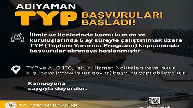 Adıyaman'da TYP başvuruları başladı