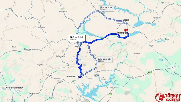Adıyaman Elazığ arası kaç km? Otomobil, tren, otobüs ve uçakla kaç saat?