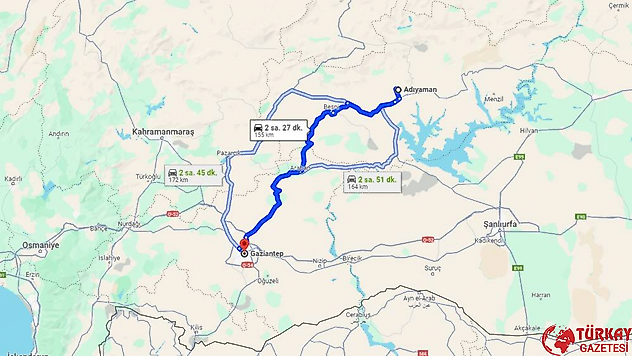 Adıyaman Gaziantep arası kaç km? Otomobil, tren, otobüs ve uçakla kaç saat?