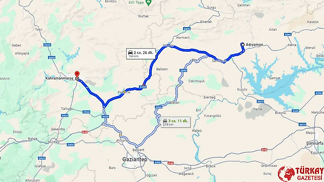 Adıyaman Kahramanmaraş arası kaç km? Otomobil, tren, otobüs ve uçakla kaç saat?