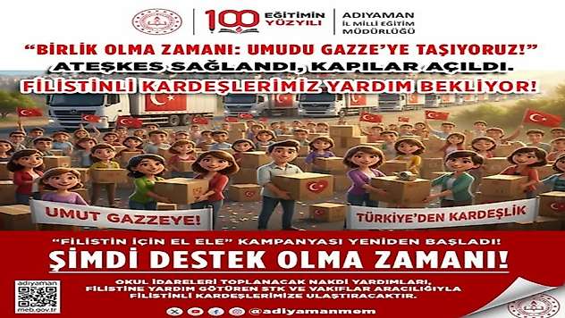 Adıyaman Milli Eğitim Müdürlüğü Gazze'ye yardım kampanyası başlattı