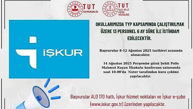 Adıyaman Tut MEB TYP personel alımı yapılacak