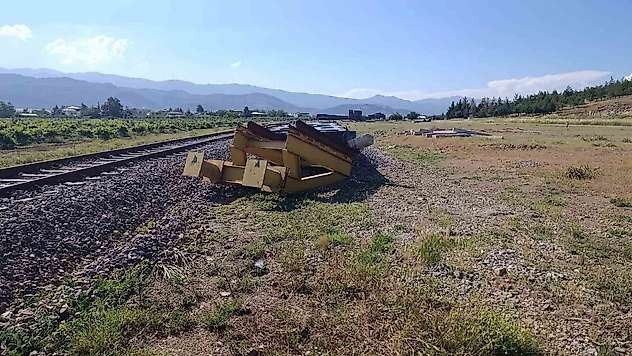 Ayrılan trenin vagonları hortuvara çarparak devrildi