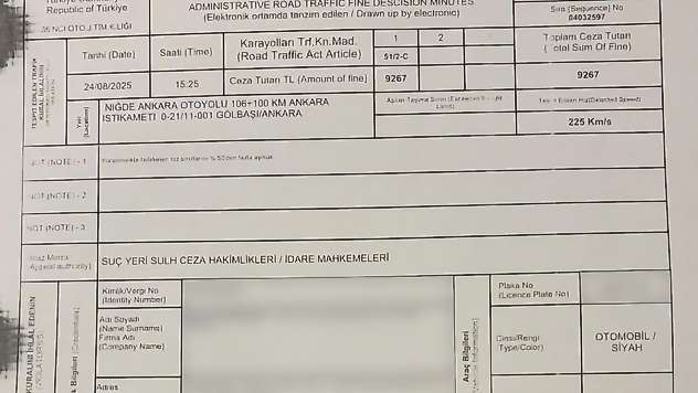 Bakan Uraloğlu'na radar cezası