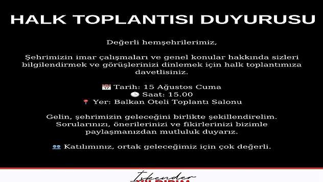 Başkan Yıldırım halk toplantısı düzenleyecek