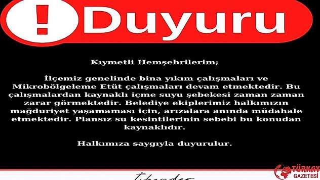 Başkan Yıldırım su kesintisiyle ilgili duyuru yaptı