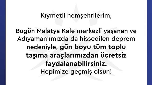 Adıyaman Belediyesi açıkladı! Belediye otobüsleri ücretsiz hizmet verecek